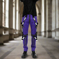 Men Gothic Bondage Reflective Men Pant Alternative Punk Rock Emo Pant Electric Pants Purple/USA