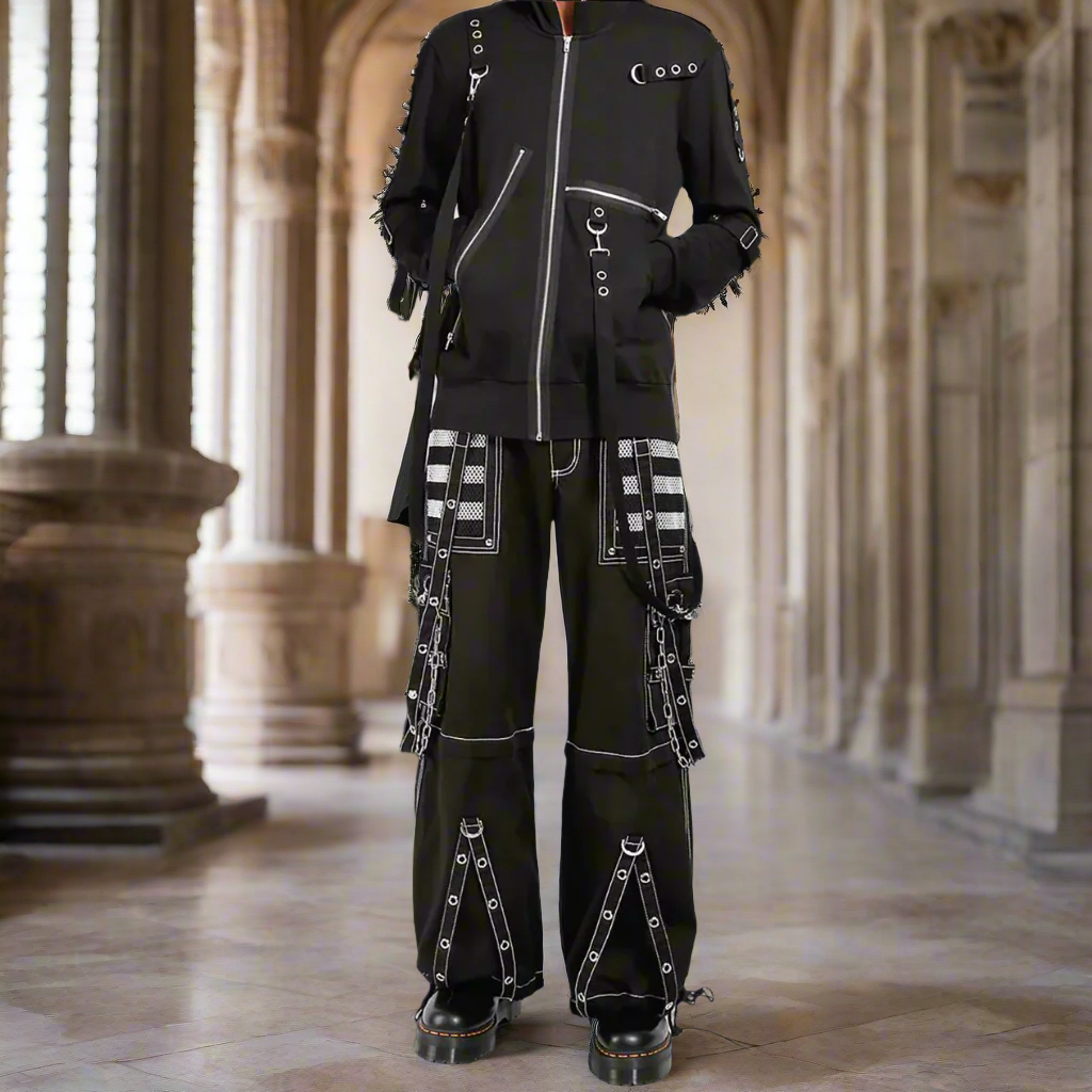 Gothic Extreme Bondage Skater Gothic Punk Rocker Cyber Goth Steampunk Biker Pant