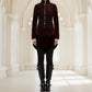 Women's Handmade Maroon Velvet Gothic Steampunk Gothic Long Coat