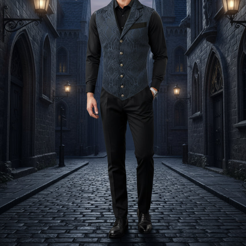 Gothic Men's Victorian Suit Vest Steampunk Waistcoat