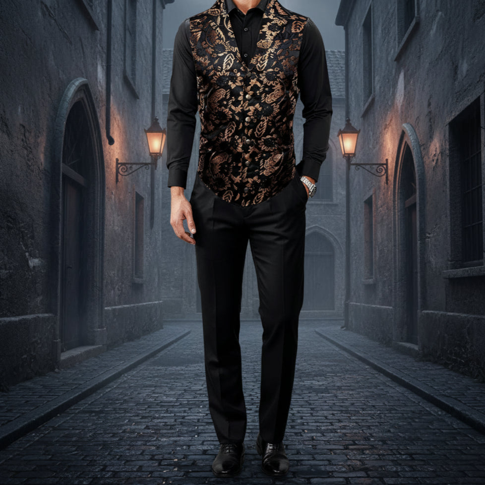 Gothic Men's Victorian Suit Vest Steampunk Waistcoat