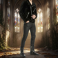 Gothic Moto Black Velvet Motorcycle Jacket Punk Fetish EMO Biker Jacket
