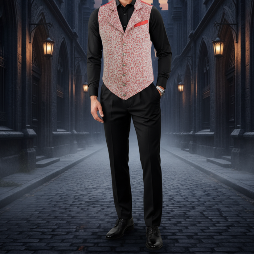 Handmade Orange Men's Victorian Suit Gentleman Vest Steampunk Gothic Waistcoat/Usa