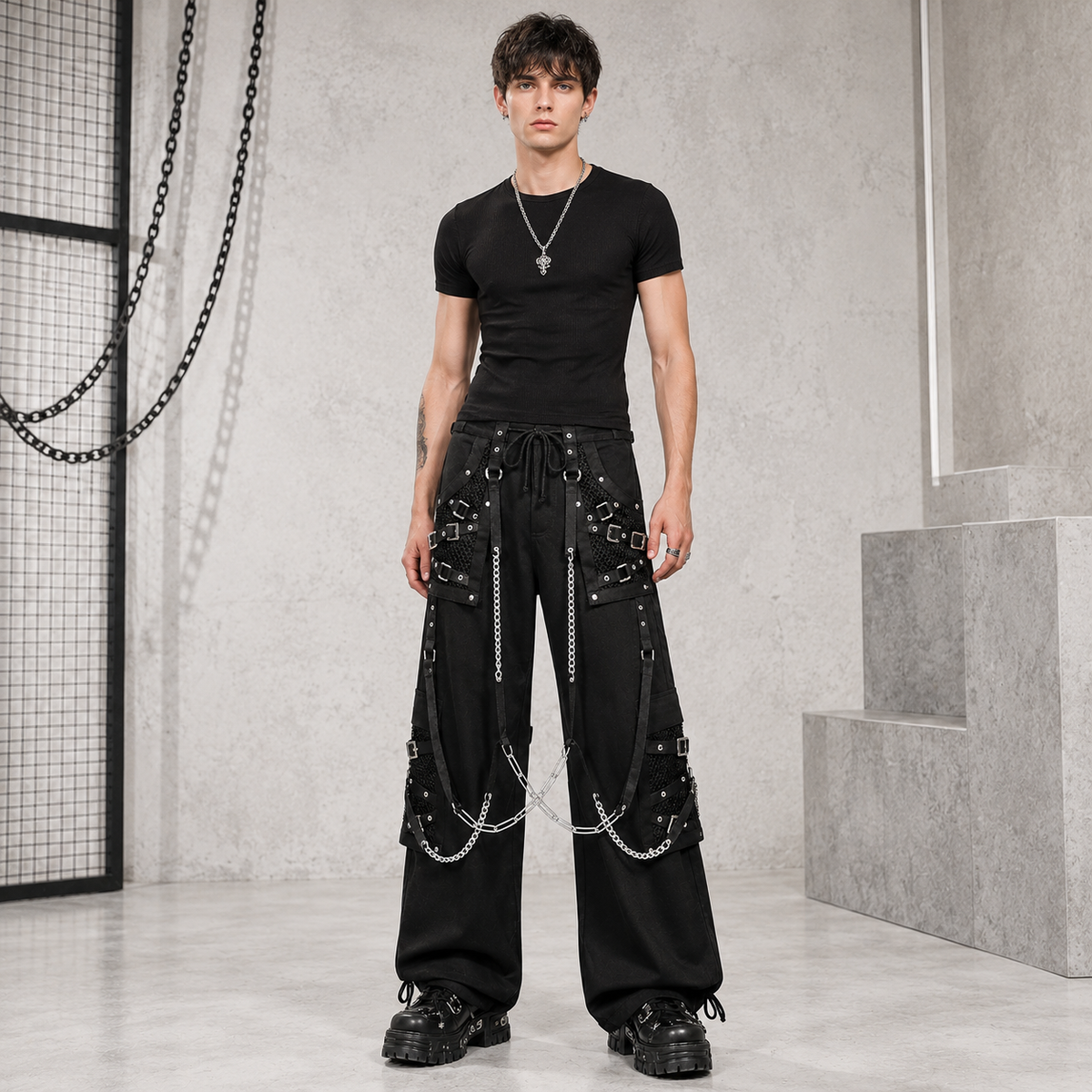 Goth Pant  Bondage Skater Gothic Punk Rocker Cyber Steampunk Biker Pant/Usa