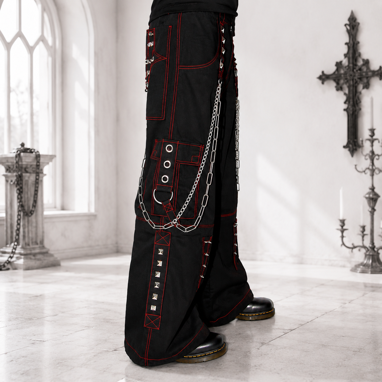 Gothic Extreme Bondage Skater Gothic Punk Rocker Cyber Goth Steampunk Biker Emo Black Dagger Trouser Pant Shorts USA