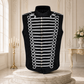 Men's Military Hussar Sleeveless Black Vest Black &amp; Silver Jacket Usa