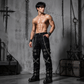 Prime Quality Handmade Gothic Pant White Threads Buckles Zips Chains Straps Cyber Punk Trousers Pants USA
