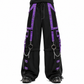 Men Gothic Pant Black Purple Punk Baggy Pant With Chrome Rings & Amp; Chain USA