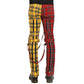 Men Bondage Straps Punk Split Leg Plaid Jeans Pant Alternative Rebel Rock EMO