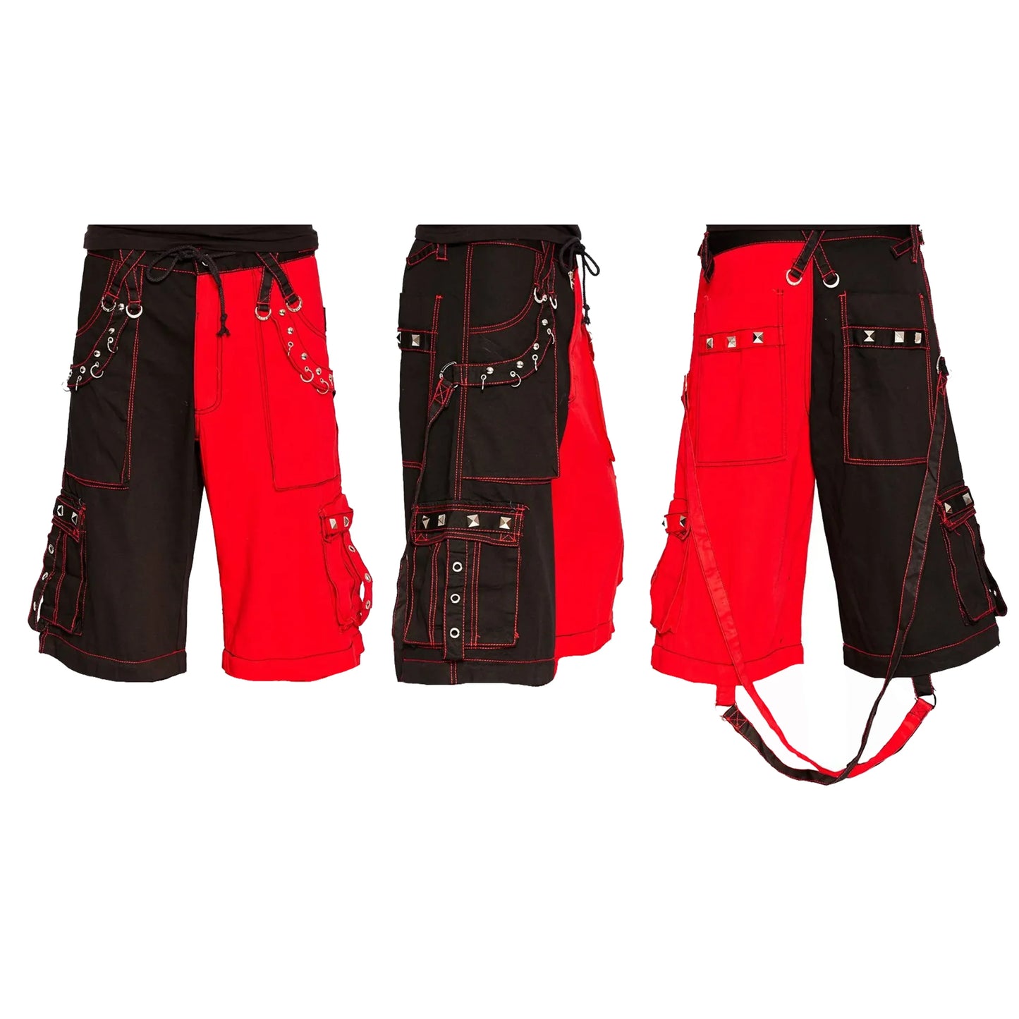 Men Bondage Trouser Punk Rock Transformer Baggy Black Split Shorts/Emo