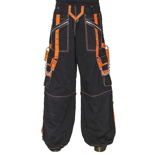 Men Extreme Bondage Skater Black/Orange Gothic Punk Rocker Cyber Goth Steam punk Biker Pant