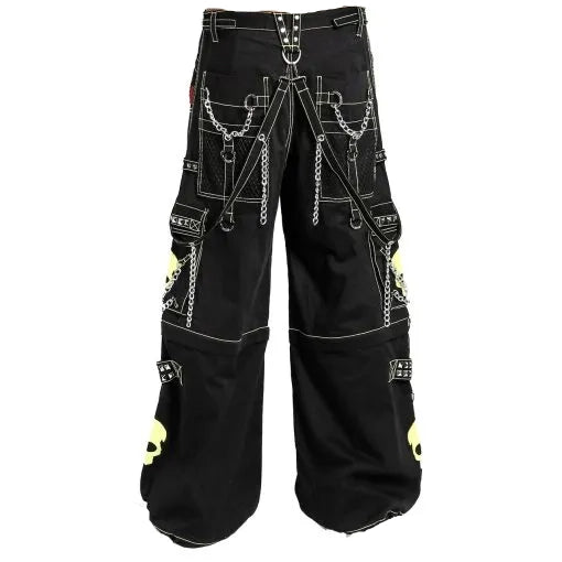Gothic Bondage Black Lime Big Skull Men Pant Alternative Punk Rock Jeans Emo Trouser Pant Shorts/USA