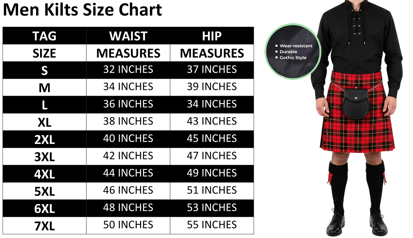 Men's 6 Yard's Wallace Scottish Traditional Kilt Tartan Highland Kilt