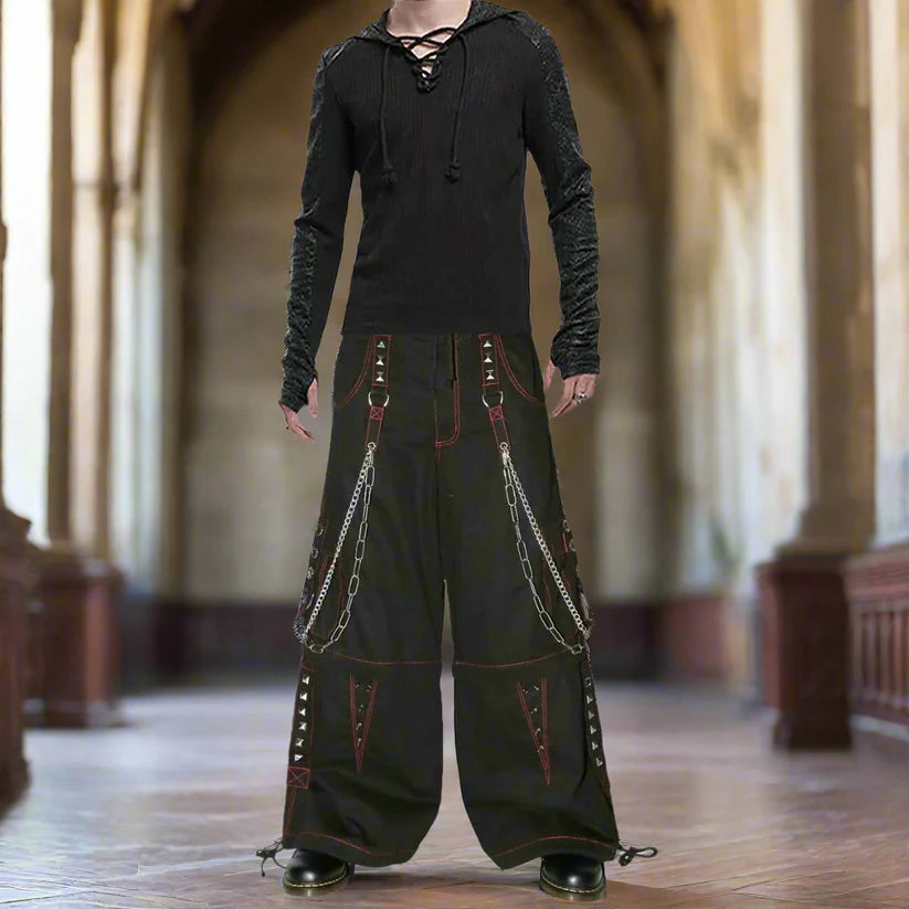 Gothic Extreme Bondage Skater Gothic Punk Rocker Cyber Goth Steampunk Biker Emo Black Dagger Trouser Pant Shorts USA
