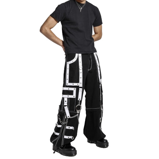 Gothic Men Handmade Bondage Gothic Cyber Pant Chain Techno Rock Punk Shorts Trouser Pants USA