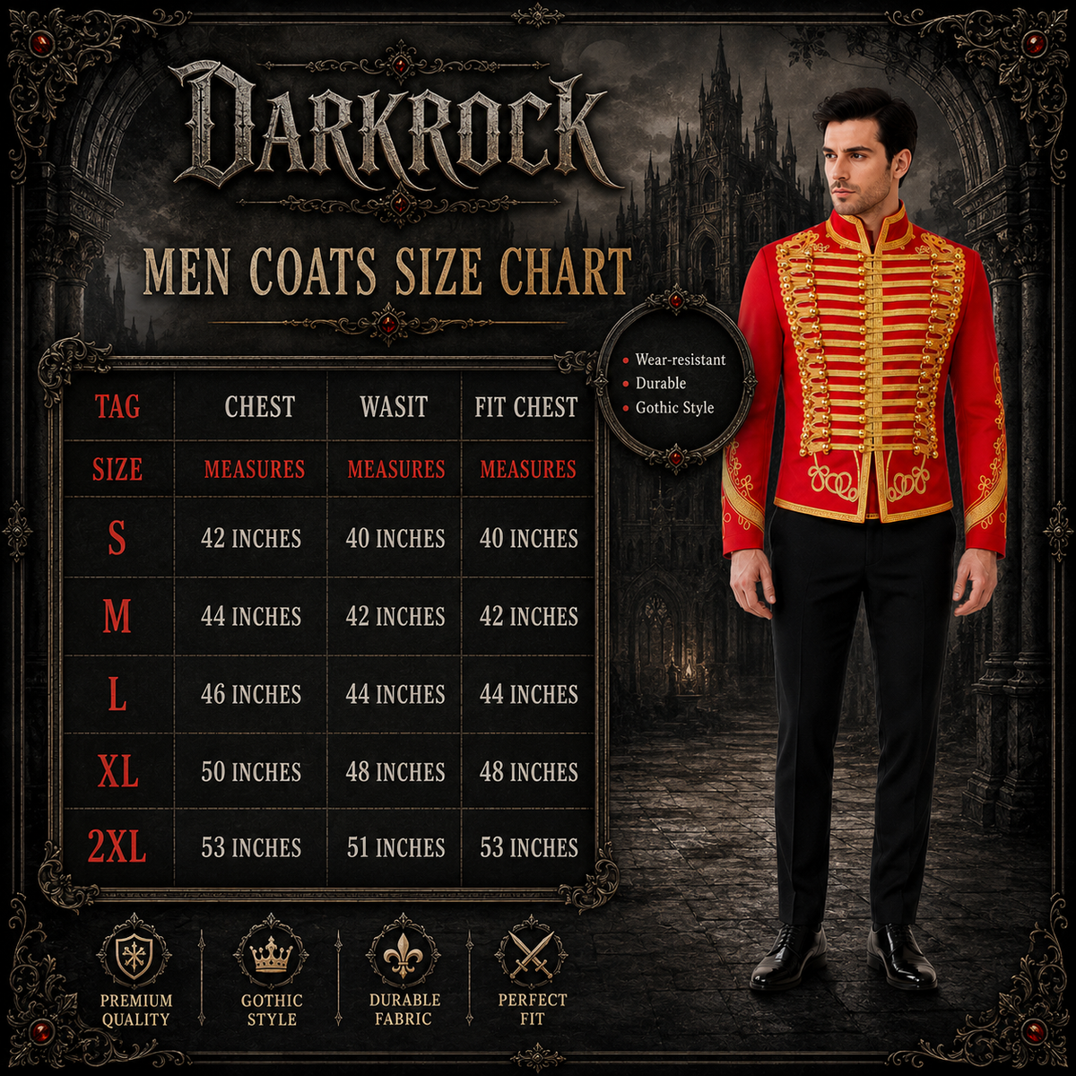 Men’s Adam Luxe Military Drummer Jacket – Red Parade Hussar Style