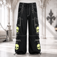 Gothic Bondage Black Lime Big Skull Men Pant Alternative Punk Rock Jeans Emo Trouser Pant Shorts USA