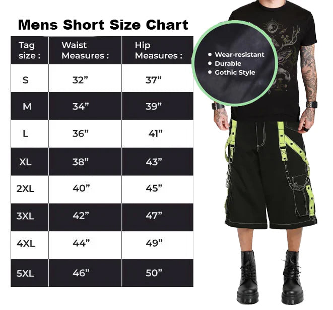 Prime Quality Handmade Gothic Bondage Alternative Punk Rock Limelight Symbol Emo Shorts