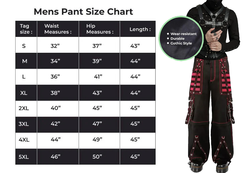 Gothic Extreme Bondage Skater Gothic Punk Rocker Cyber Goth Steampunk Biker Pant