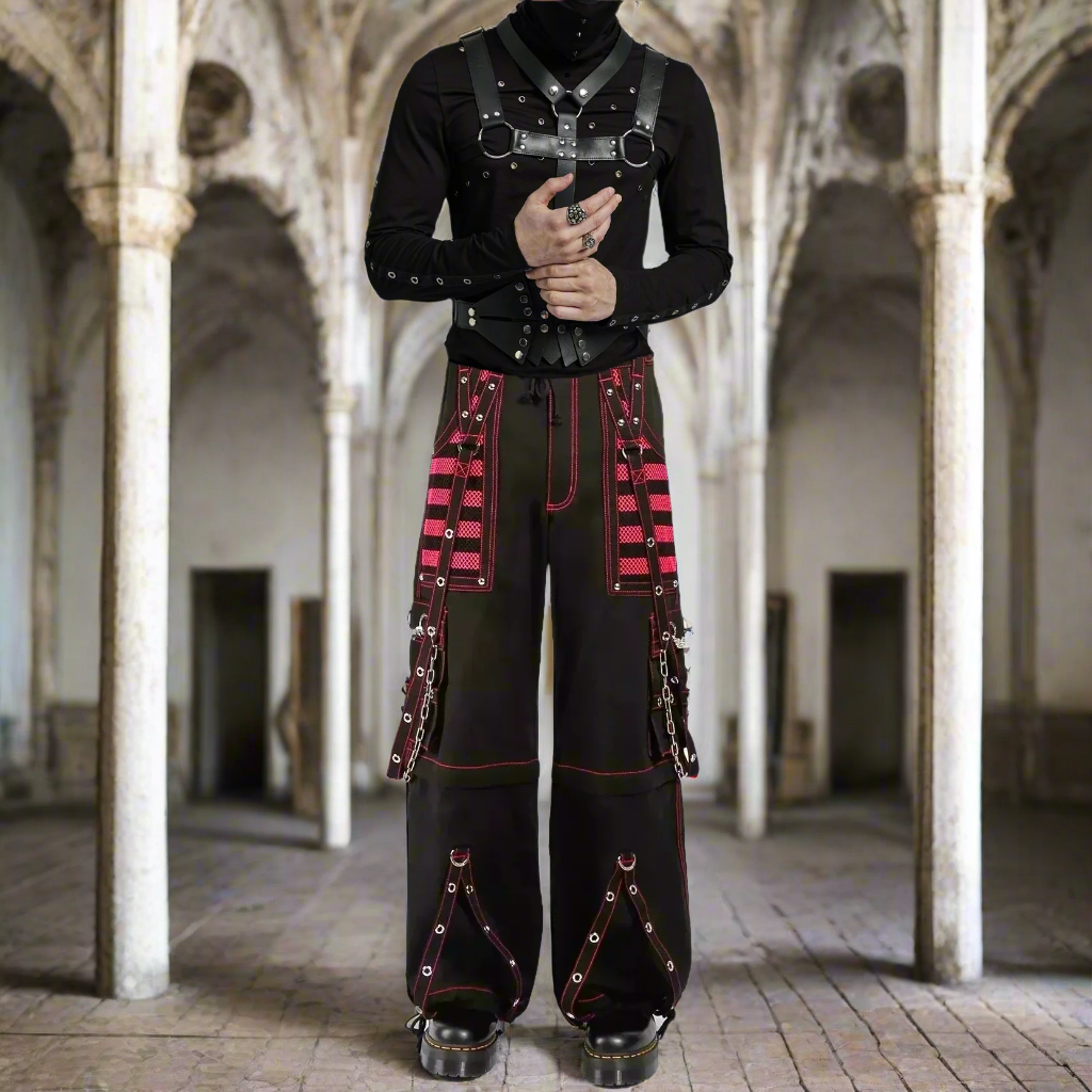 Gothic Extreme Bondage Skater Gothic Punk Rocker Cyber Goth Steampunk Biker Pant