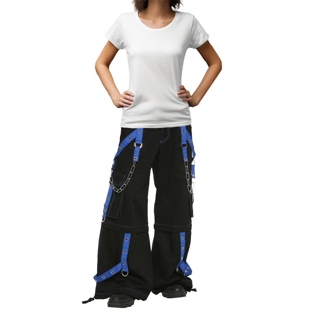 Bondage Gothic Men's Cyber Rave Techno Jeans Punk Shorts Biker Pants