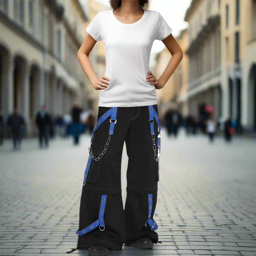 Bondage Gothic Men's Cyber Rave Techno Jeans Punk Shorts Biker Pants