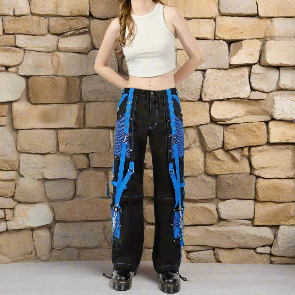 Gothic Handmade Gothic Bondage Men Pant Alternative Punk Rock Black Blue Emo Trouser Pant Shorts USA