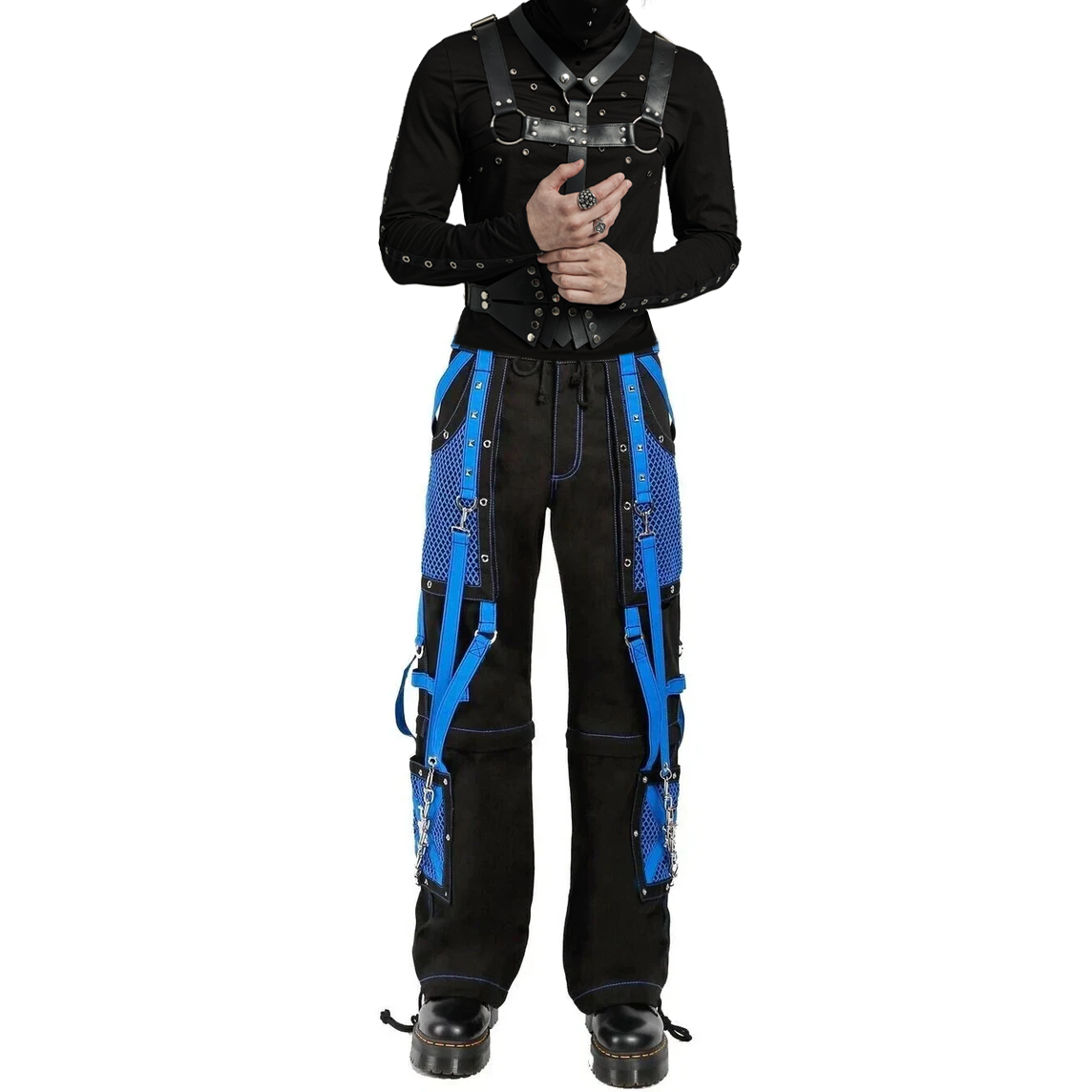 Gothic Handmade Gothic Bondage Men Pant Alternative Punk Rock Black Blue Emo Trouser Pant Shorts USA