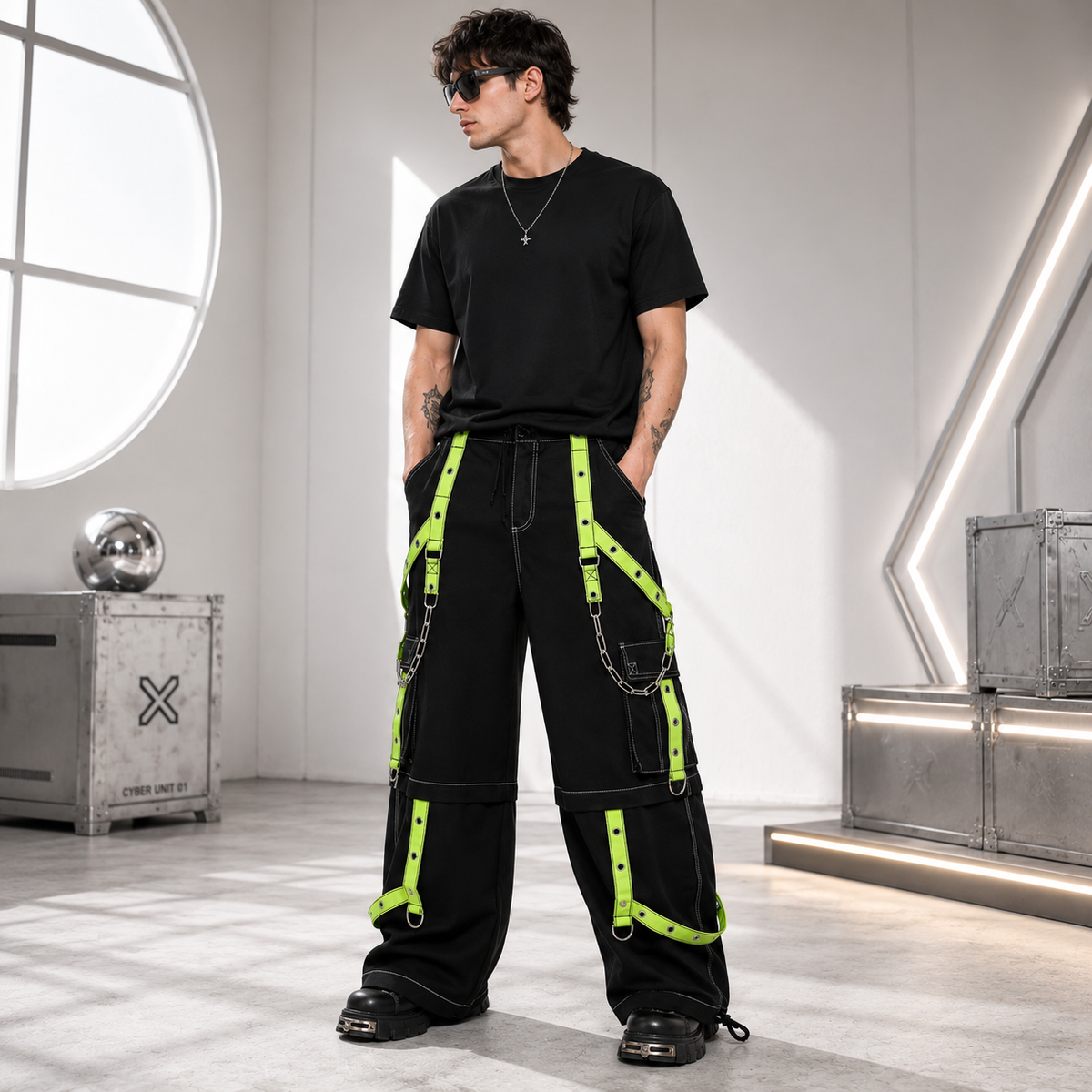Prime Quality Handmade Gothic Bondage Men Pant Alternative Punk Rock Limelight Symbol Emo Trouser Pant Shorts USA