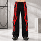 Black/Red Jeans Extreme Bondage Rocker Cyber Goth Steampunk Pant Usa