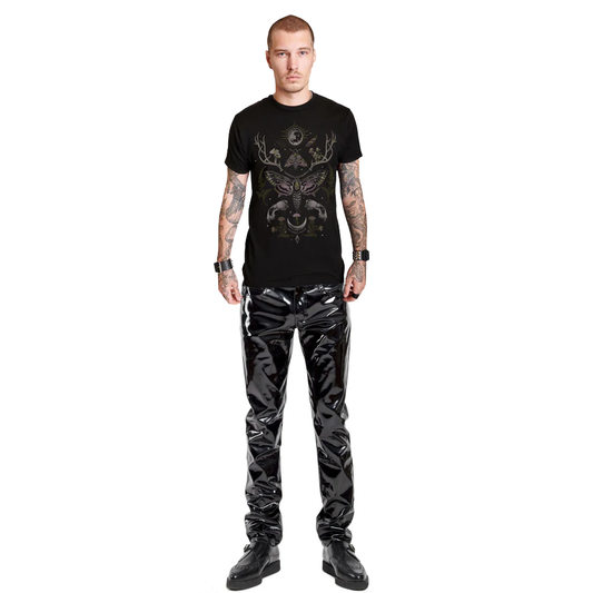 SKINNY JEANS BLACK GOTHIC SUPREME CHAOS VINYL PUNK REBEL PANTS