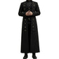 Men's Steampunk Military Trench Coat Long Jacket Black Gothic VTG USA Sizes