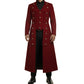 Men's Red Cotton Twill Steampunk Jacket Goth Victorian Military Style Trench Coat