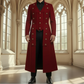 Men's Red Cotton Twill Steampunk Jacket Goth Victorian Military Style Trench Coat