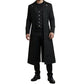 Gothic Steampunk Army Black Jacket Men's Punk Highwayman Regency Long Coat