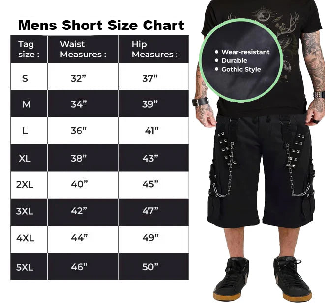 Gothic Dark Cuff Shorts Black