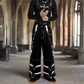 Gothic Bondage Black Skull Zip Off Pants Black & Amp White Alternative Punk Rock Emo Trouser Pant Usa