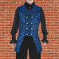 Men's Double Breasted Governor Vest Waistcoat Vtg Brocade Gothic Steampunk/Usa Blue Brocade