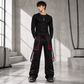 Gothic Men's Black Stylish Pant Trouser Slim fit Straight Black Red Color Pants USA