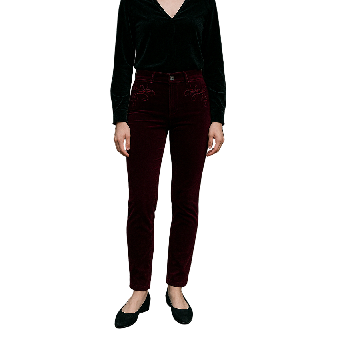 Men's Red Velvet Embroidery Gothic Regency Dress Pants /Velvet Pant