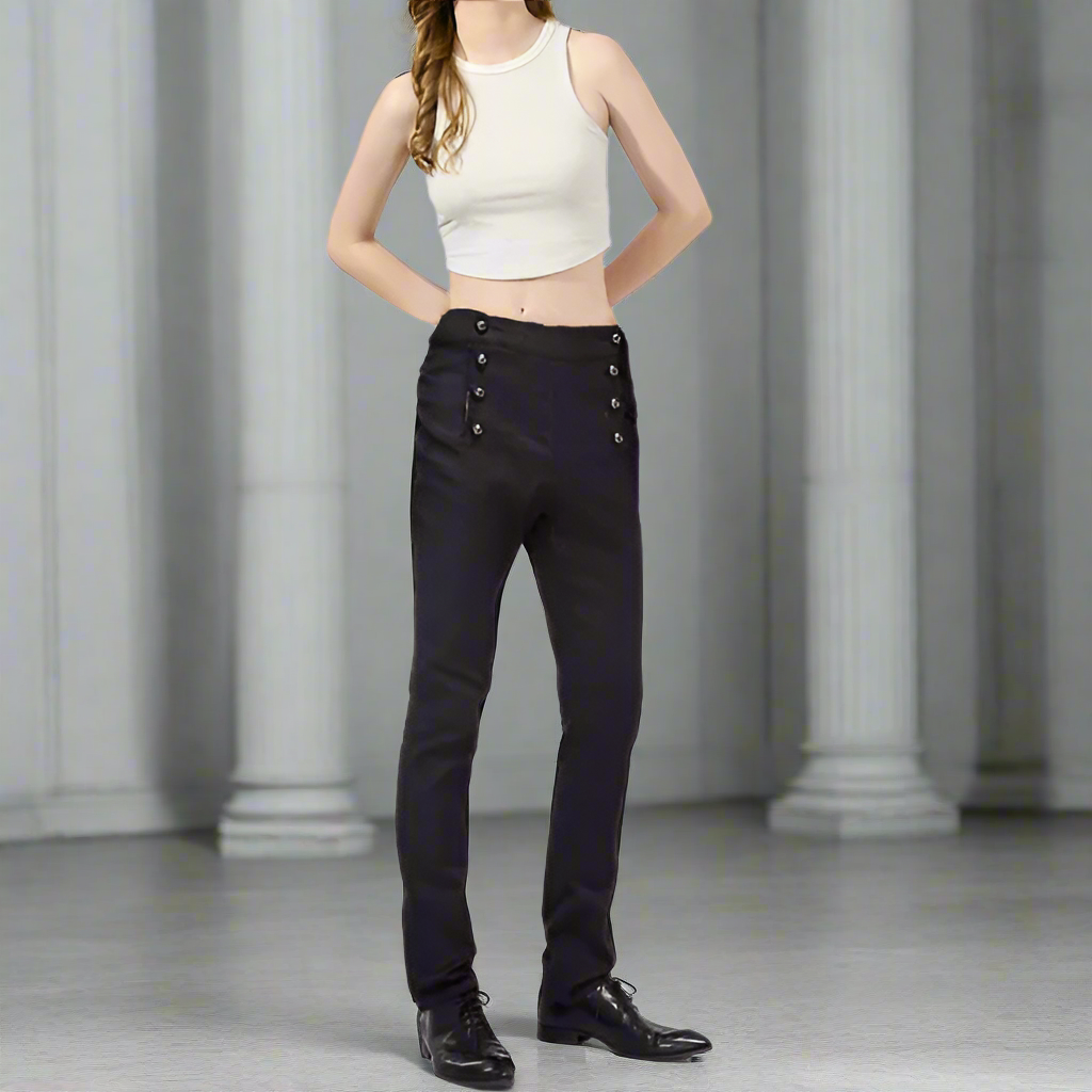 Prime Quality Men's Gothic Alastor Steampunk Black Brocade Dress Pants