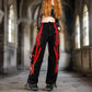 Black/Red Jeans Extreme Bondage Rocker Cyber Goth Steampunk Pant Usa