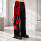 Black/Red Jeans Extreme Bondage Rocker Cyber Goth Steampunk Pant Usa