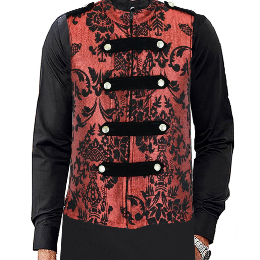 Dark Rock Red Vest Gothic Jacket Military Uniform Rock Band Vest Goth Steampunk