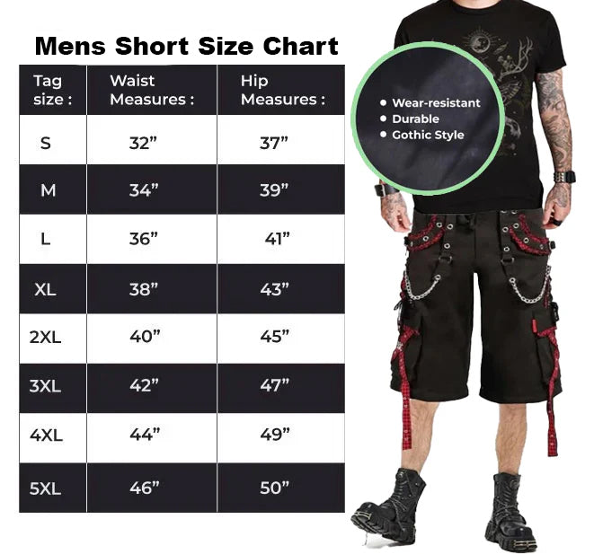 Extreme Bondage Gothic Punk Rocker Cyber Gothic Black Steampunk Biker Shorts