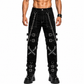 Prime Quality Handmade Gothic Pant White Threads Buckles Zips Chains Straps Cyber Punk Trousers Pants USA
