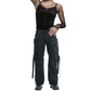 Gothic Bondage Cargo Rock Black Punk Buckle Zips Chain Strap Trousers Emo/ Pants