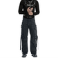 Gothic Bondage Cargo Rock Black Punk Buckle Zips Chain Strap Trousers Emo/ Pants