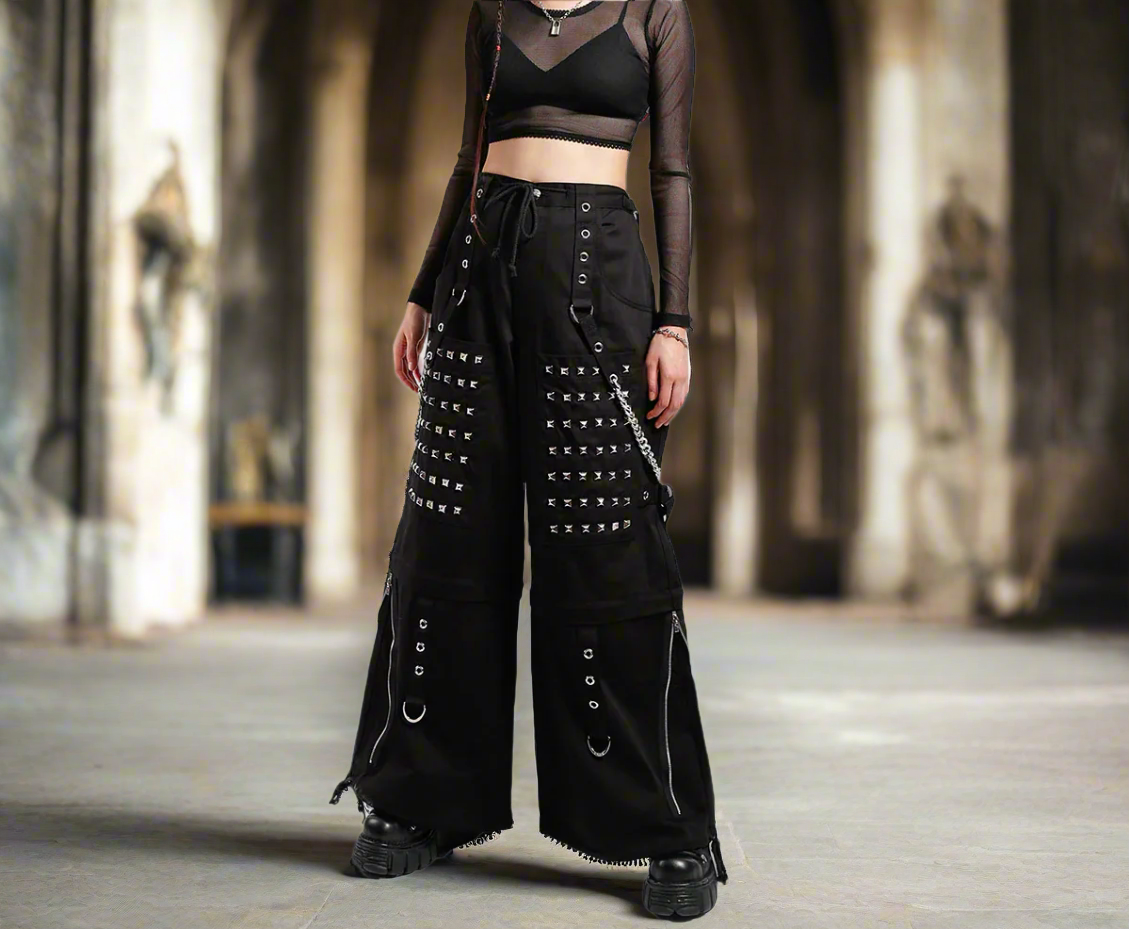 Gothic Men Black Goth Monster Studs Goth Punk Rock Pants