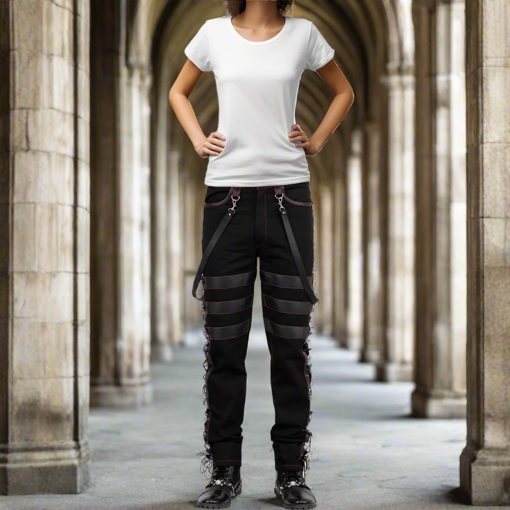 Gothic Men's Steampunk Pants Black Gothic Vintage Cotton Gens Trouser Pant